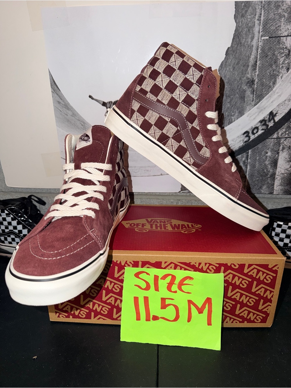 Vans Sk8-Hi Stich Checkers sz 11.5 Men’s 13.0 Woman